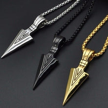 Load image into Gallery viewer, Men's Fashion Jewelry Gold Silver black Arrow Head Pendant Long Chain Necklace mens stainless steel necklaces