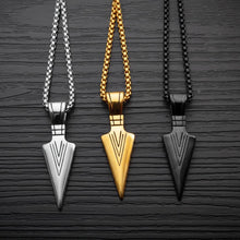 Load image into Gallery viewer, Men's Fashion Jewelry Gold Silver black Arrow Head Pendant Long Chain Necklace mens stainless steel necklaces