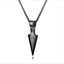 Load image into Gallery viewer, Men's Fashion Jewelry Gold Silver black Arrow Head Pendant Long Chain Necklace mens stainless steel necklaces