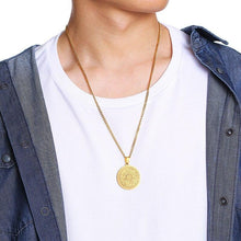 Load image into Gallery viewer, Mens's Necklace Stainless Steel Gold Color The Seals Of The Seven Archangels Sigil Pendant Haniel Michael Gabriel Sign