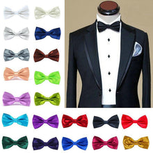 Load image into Gallery viewer, Mens Bowtie Wedding Handkerchief Formal Satin Classic Solid colour bowtie Fashion Square Pocket gift style Bow tie Neckwear New