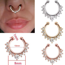 Load image into Gallery viewer, 1Pc 10mm Zircon Fake Septum Piercing Nose Ring Hoop nose For Girl Men Faux Body Clip Rings non Body Jewelry Non-Pierced
