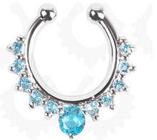Load image into Gallery viewer, 1Pc 10mm Zircon Fake Septum Piercing Nose Ring Hoop nose For Girl Men Faux Body Clip Rings non Body Jewelry Non-Pierced