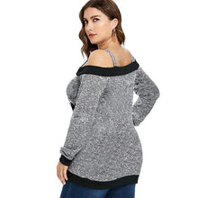 Load image into Gallery viewer, Women's Autumn Sweater plus Size Large Size Long Sleeve off-Shoulder Top String Female Blouses Solid Thin Casual Sweater