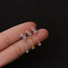 Load image into Gallery viewer, 1PC 20g Stainless Steel And Cz Flower Heart Cross Dangle Cartilage Helix Screw Back Earring Stud Ear Piercing Jewelry