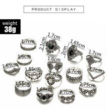 Load image into Gallery viewer, 2020 Fashion Ring 15pcs/Set Women Bohemian Vintage Silver Stack Rings Above Knuckle Blue Rings Set Luxury Free Shipping