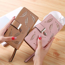 Load image into Gallery viewer, Women Wallet PU Leather Purse Female Long Wallet Gold Hollow Leaves Pouch Handbag For Women Coin Purse Card Holders Clutch