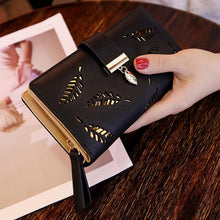 Load image into Gallery viewer, Women Wallet PU Leather Purse Female Long Wallet Gold Hollow Leaves Pouch Handbag For Women Coin Purse Card Holders Clutch
