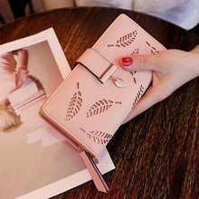 Load image into Gallery viewer, Women Wallet PU Leather Purse Female Long Wallet Gold Hollow Leaves Pouch Handbag For Women Coin Purse Card Holders Clutch