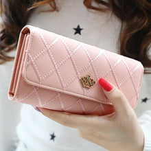 Load image into Gallery viewer, Womens Wallets Purses Plaid PU Leather Long Wallet Hasp Phone Bag Money Coin Pocket Card Holder Female Wallet Purse
