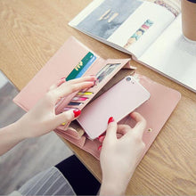 Load image into Gallery viewer, Womens Wallets Purses Plaid PU Leather Long Wallet Hasp Phone Bag Money Coin Pocket Card Holder Female Wallet Purse