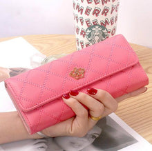 Load image into Gallery viewer, Womens Wallets Purses Plaid PU Leather Long Wallet Hasp Phone Bag Money Coin Pocket Card Holder Female Wallet Purse