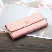 Load image into Gallery viewer, Womens Wallets Purses Plaid PU Leather Long Wallet Hasp Phone Bag Money Coin Pocket Card Holder Female Wallet Purse