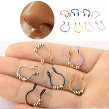Load image into Gallery viewer, 2pcs U Shaped Fake Nose Ring Hoop Septum Rings Stainless Steel Nose Piercing Fake Piercing Oreja Pircing Jewelry