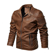 Load image into Gallery viewer, Brand Men's Leather Biker Jakcet Coat 4XL 5XL Male Streetwear Retro Casual Fleece Leather Jacket Men Outwear Clothing BYDH51