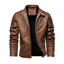 Load image into Gallery viewer, Brand Men's Leather Biker Jakcet Coat 4XL 5XL Male Streetwear Retro Casual Fleece Leather Jacket Men Outwear Clothing BYDH51