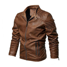 Load image into Gallery viewer, Brand Men's Leather Biker Jakcet Coat 4XL 5XL Male Streetwear Retro Casual Fleece Leather Jacket Men Outwear Clothing BYDH51