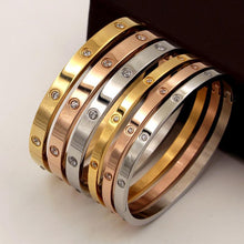 Load image into Gallery viewer, Beautiful Lovers Bracelets Woman Bracelets Stainless Steel Bangles and Bangles Cubic Zirconia Golden Woman Jewelry Gifts