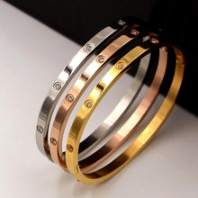 Load image into Gallery viewer, Beautiful Lovers Bracelets Woman Bracelets Stainless Steel Bangles and Bangles Cubic Zirconia Golden Woman Jewelry Gifts