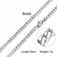 Load image into Gallery viewer, Silver Gold Filled Solid Necklace Curb Chains Link Men Choker Stainless Steel Male Female Accessories Fashion