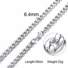 Load image into Gallery viewer, Silver Gold Filled Solid Necklace Curb Chains Link Men Choker Stainless Steel Male Female Accessories Fashion