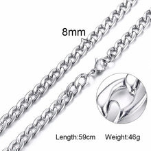 Load image into Gallery viewer, Silver Gold Filled Solid Necklace Curb Chains Link Men Choker Stainless Steel Male Female Accessories Fashion