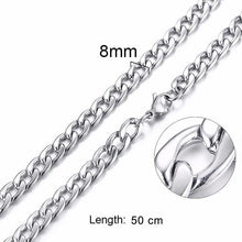 Load image into Gallery viewer, Silver Gold Filled Solid Necklace Curb Chains Link Men Choker Stainless Steel Male Female Accessories Fashion