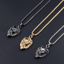 Load image into Gallery viewer, Hiphop Rock Animal Stainless Steel Lion Head Gold Sliver Black Color Chain Necklaces Pendant For Men Fashion Jewelry XLCT005