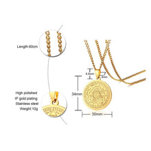 Load image into Gallery viewer, Mens's Necklace Stainless Steel Gold Color The Seals Of The Seven Archangels Sigil Pendant Haniel Michael Gabriel Sign