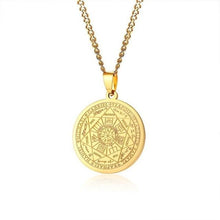 Load image into Gallery viewer, Mens's Necklace Stainless Steel Gold Color The Seals Of The Seven Archangels Sigil Pendant Haniel Michael Gabriel Sign